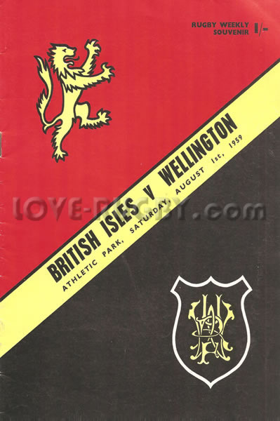 1959 Wellington v British Isles  Rugby Programme